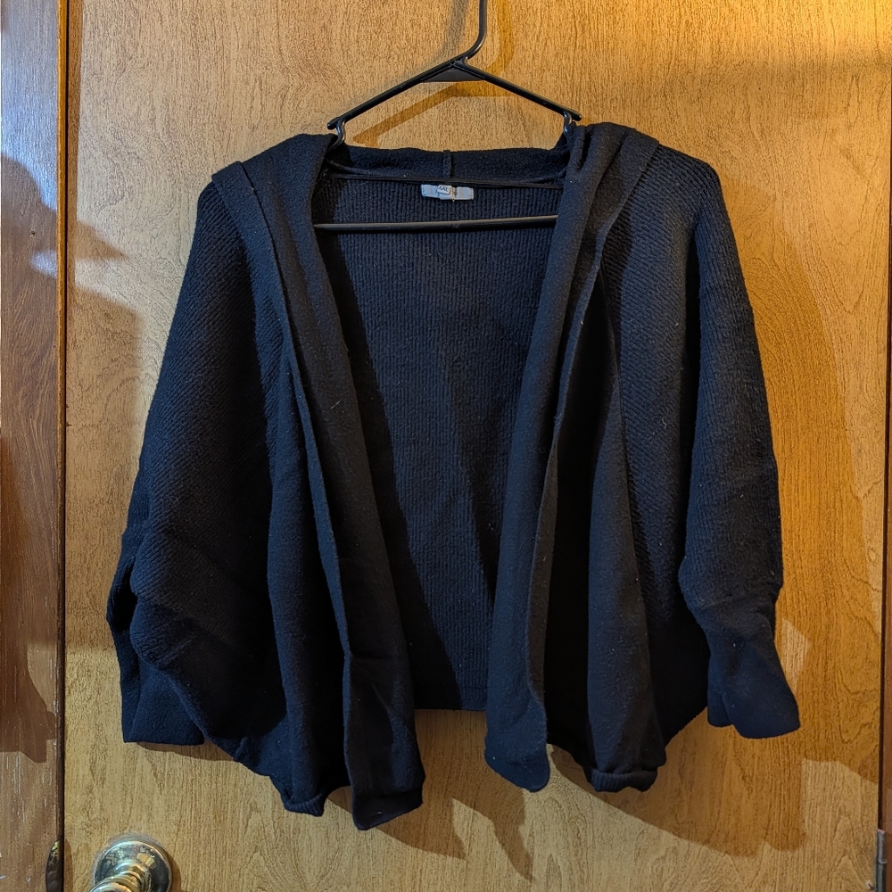 Maurices Plus Black Hooded Cardigan